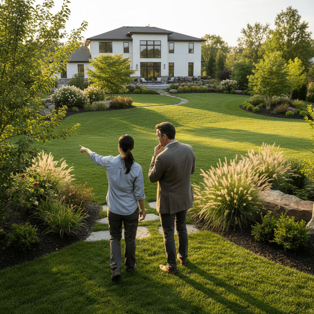 Professional gardener tending to plants in a beautiful garden