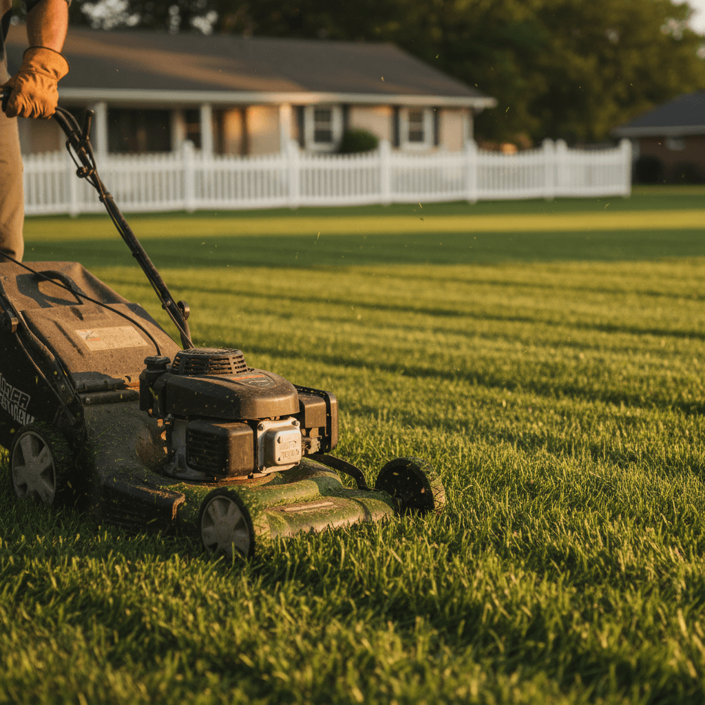 Heavy-duty equipment mowing a cleared acreage field