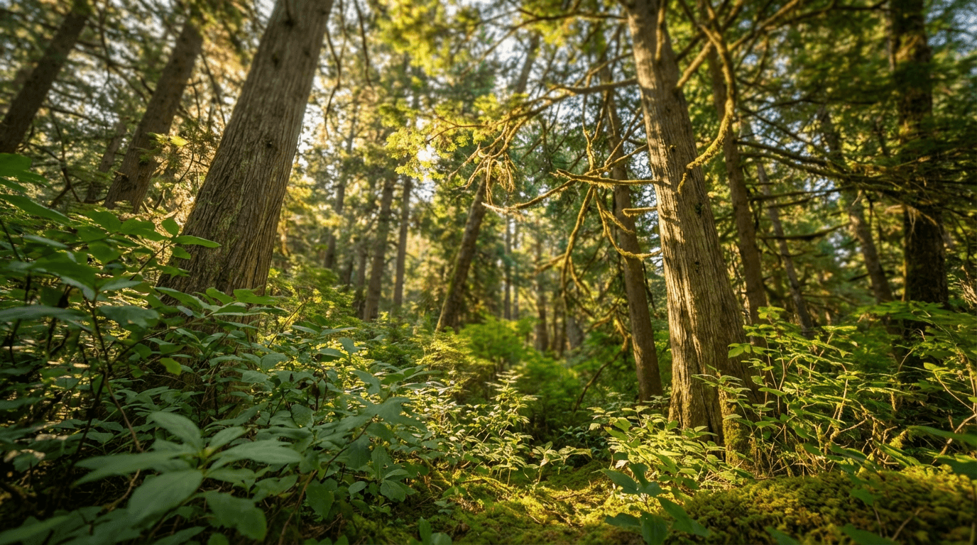 Forest glading showing selective clearing and timber preservation